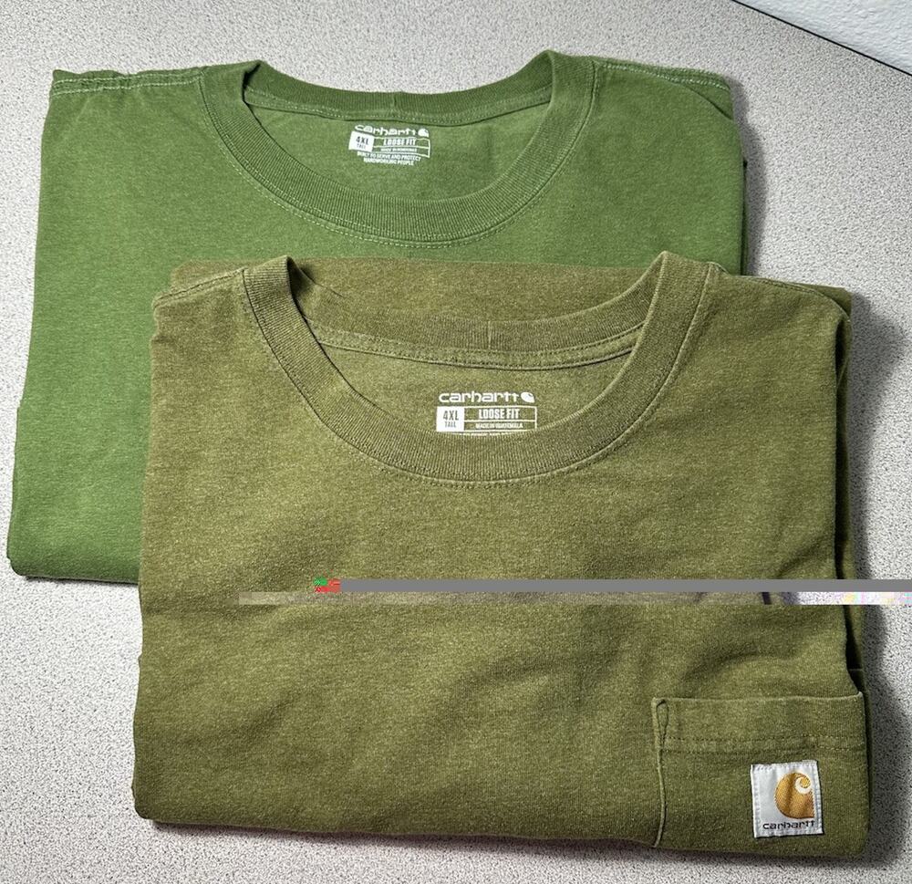 2 Carhartt Loose Fit Mens 4XLT Green Pocket Short Sleeve Shirts Work Utility